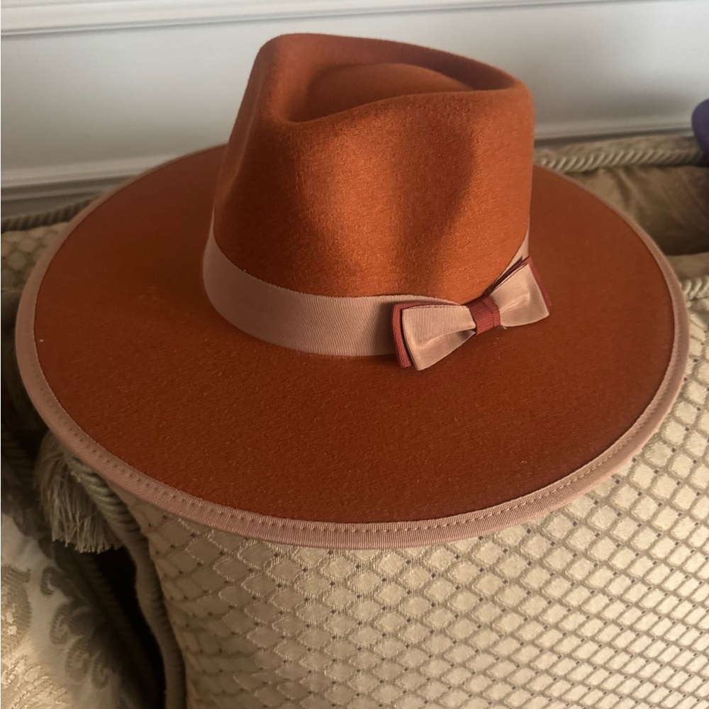 NEW Elegant Orange Fedora with Bow Accent